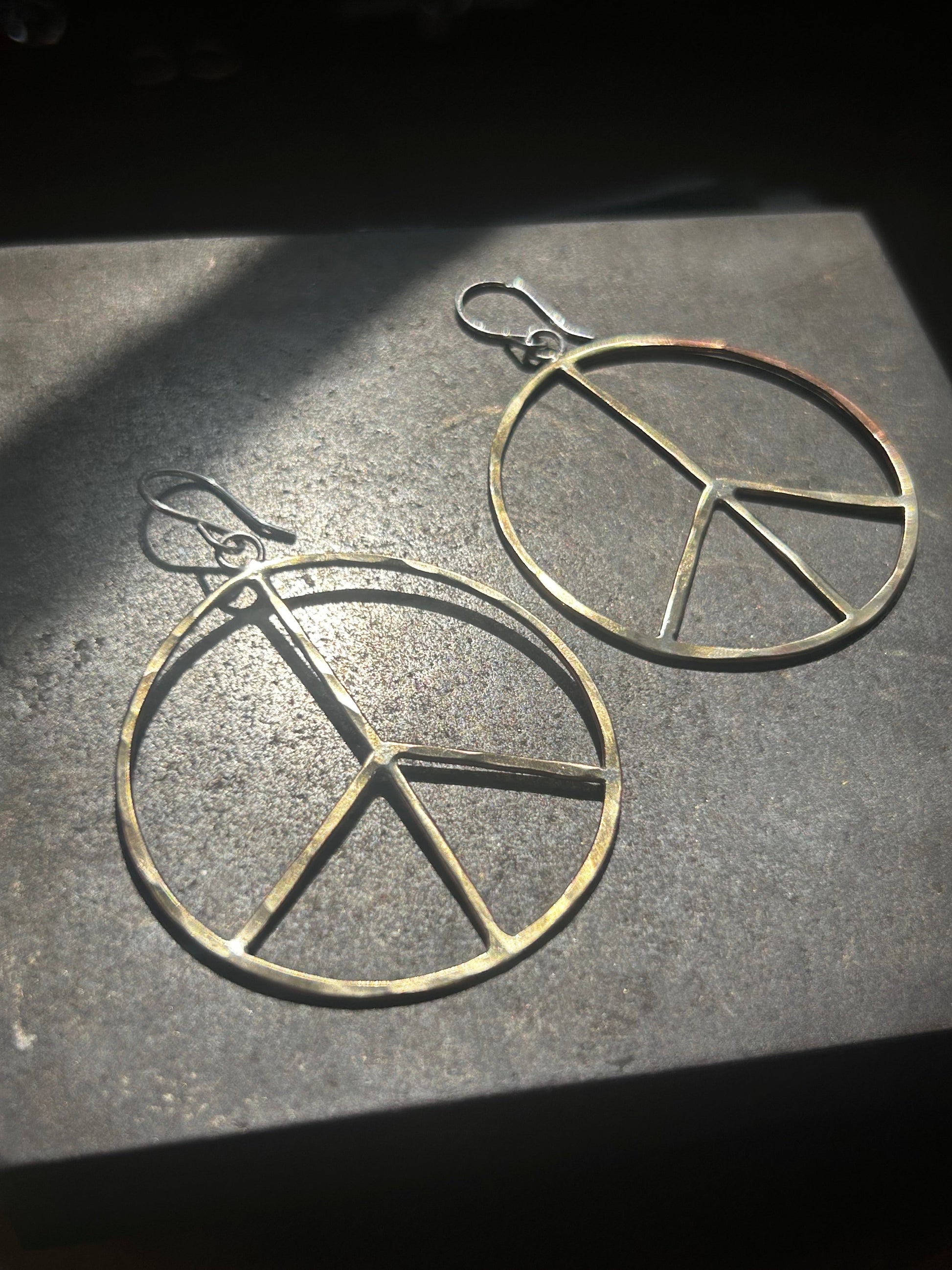 Peace Sign Hoop Earrings-2