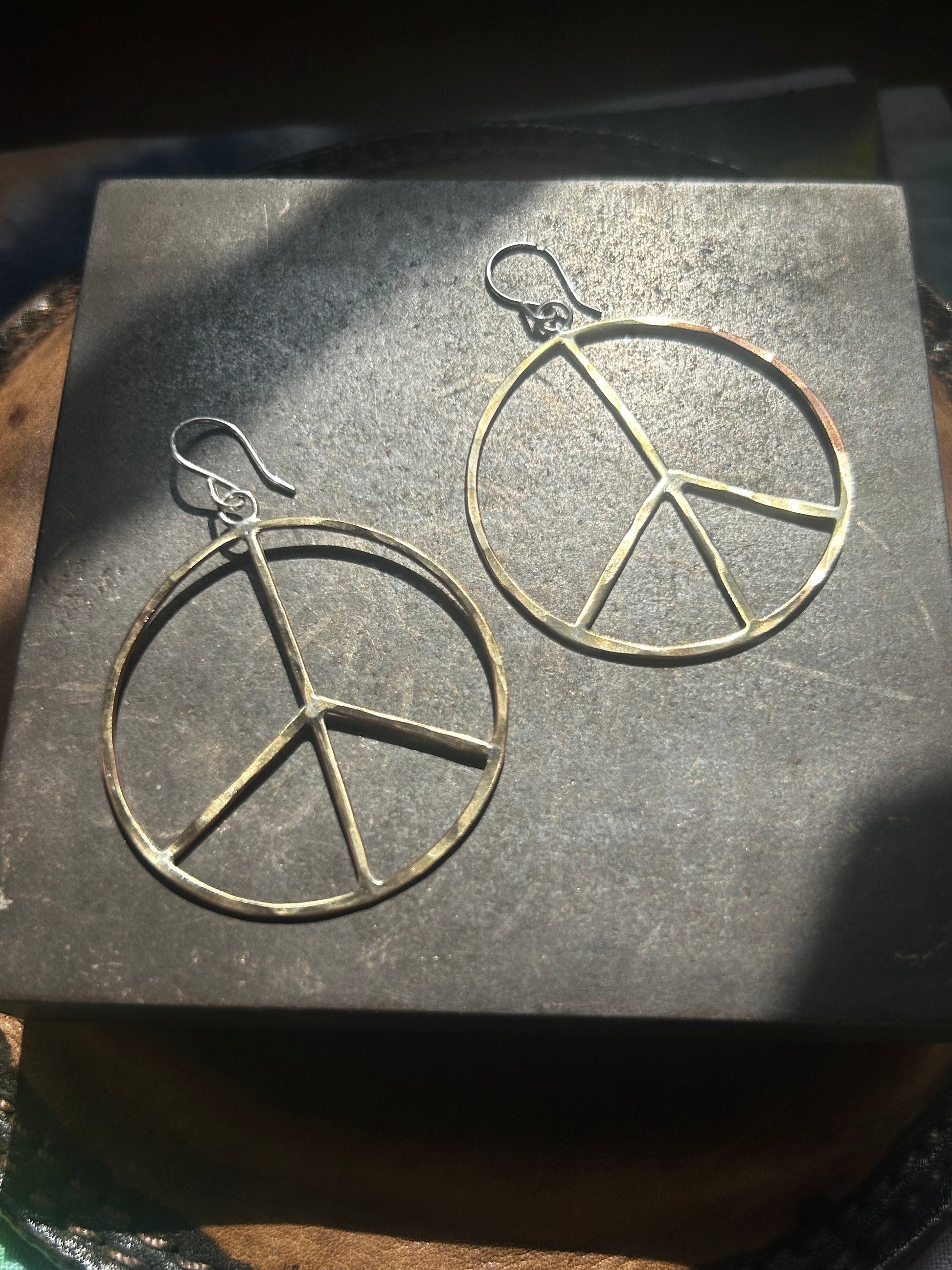 Peace Sign Hoop Earrings-1