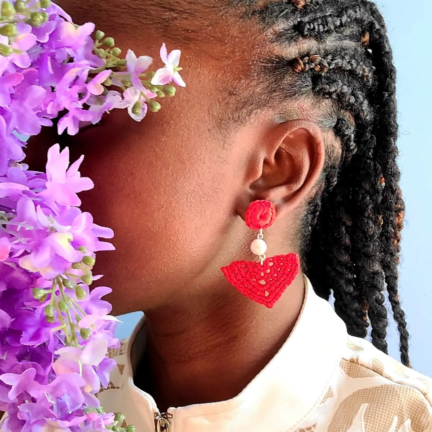 White Howlite Dangle Earrings-1