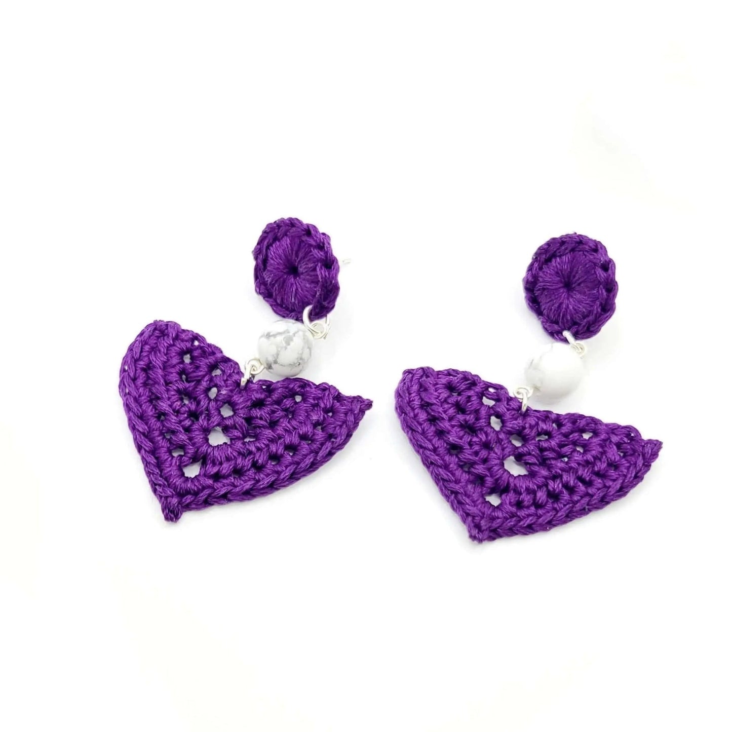 White Howlite Dangle Earrings-4