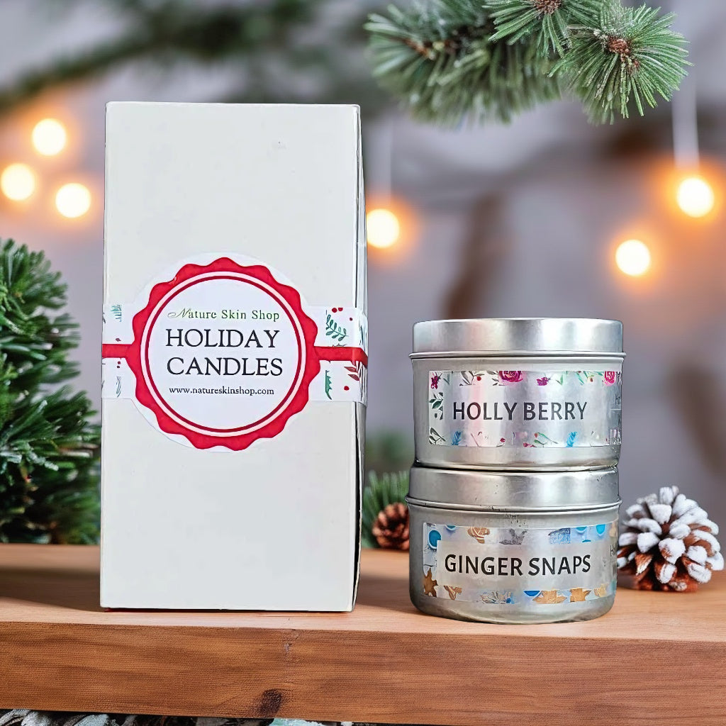 Holiday Wood Wick Candles Gift Set Holly Berry and Ginger Snaps (2 pack)-0