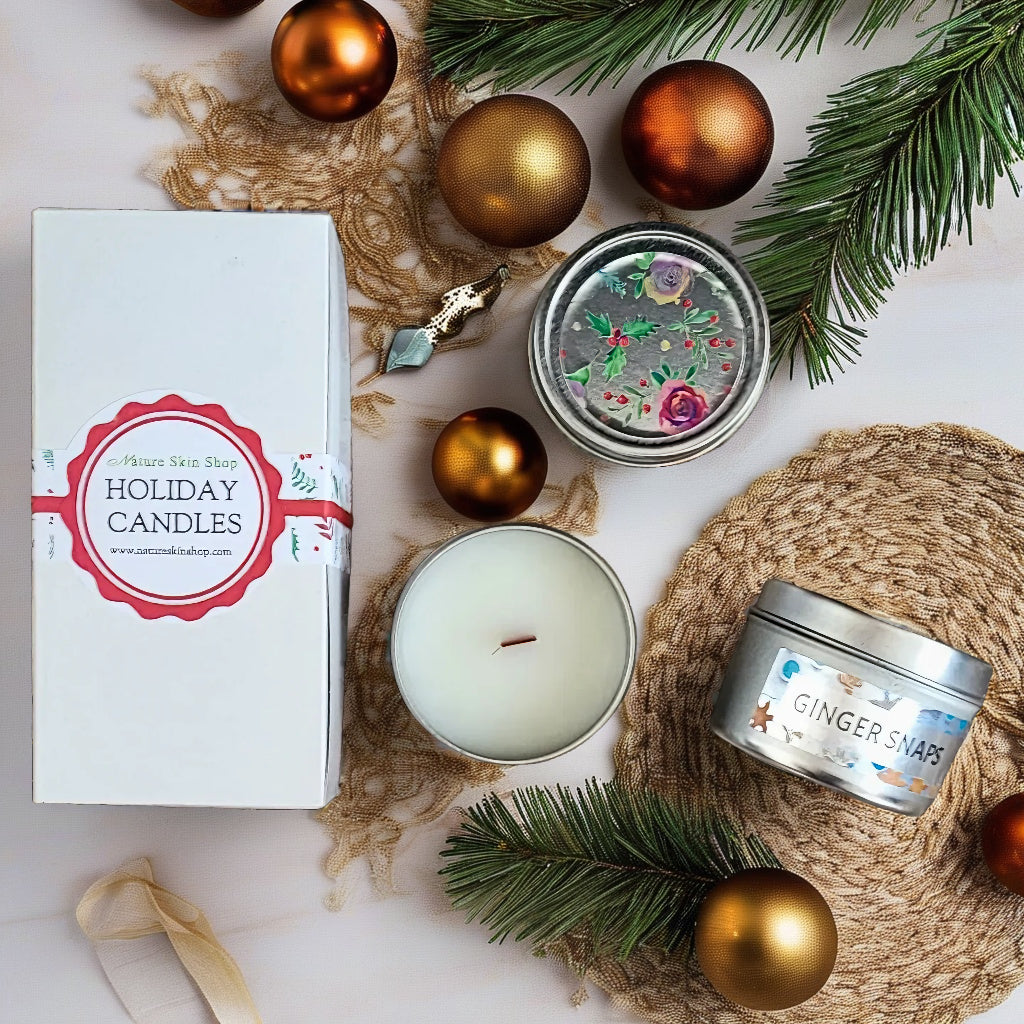 Holiday Wood Wick Candles Gift Set Holly Berry and Ginger Snaps (2 pack)-2